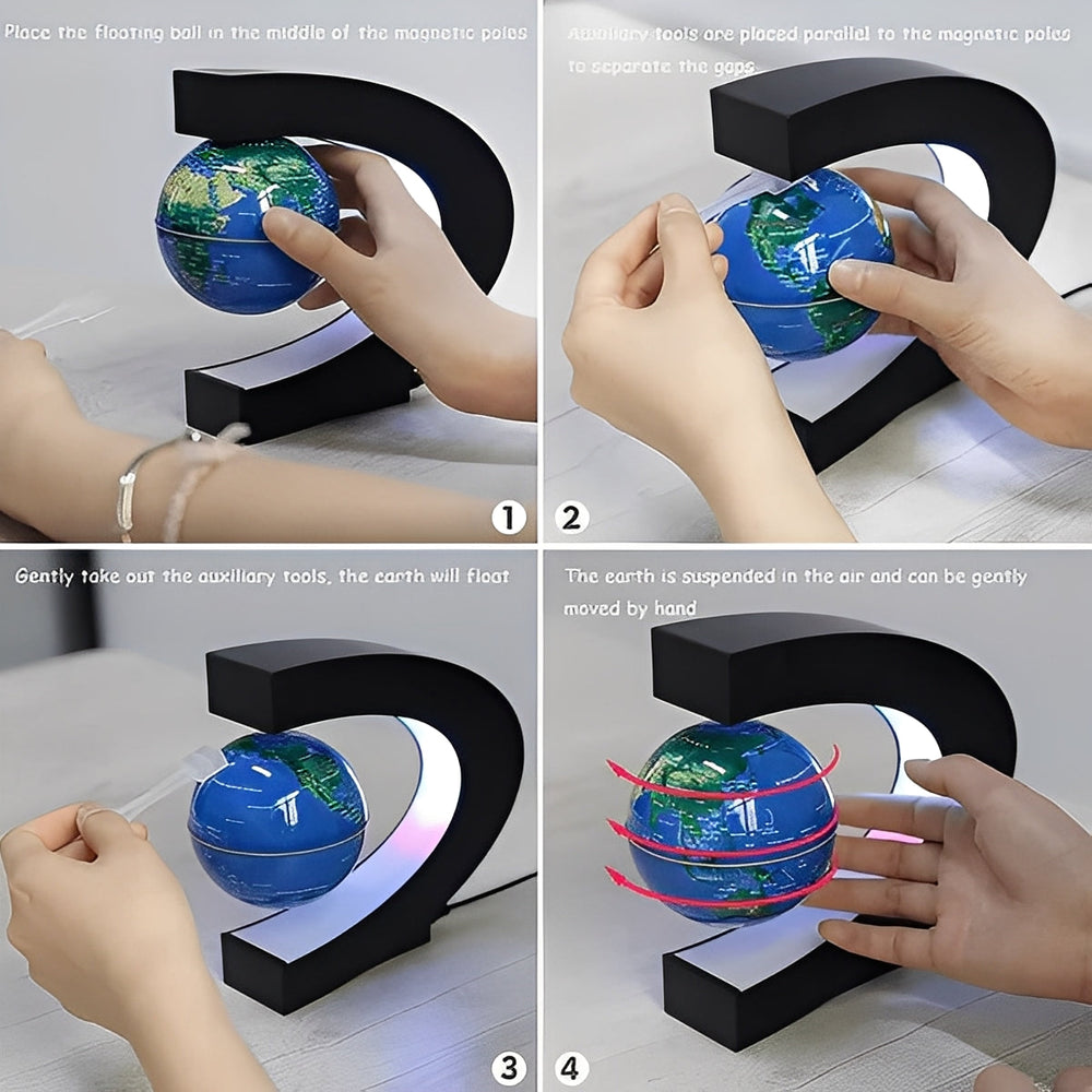 Levitating Globe with LED Light and Desk Stand