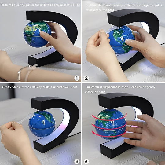 Levitating Globe with LED Light and Desk Stand