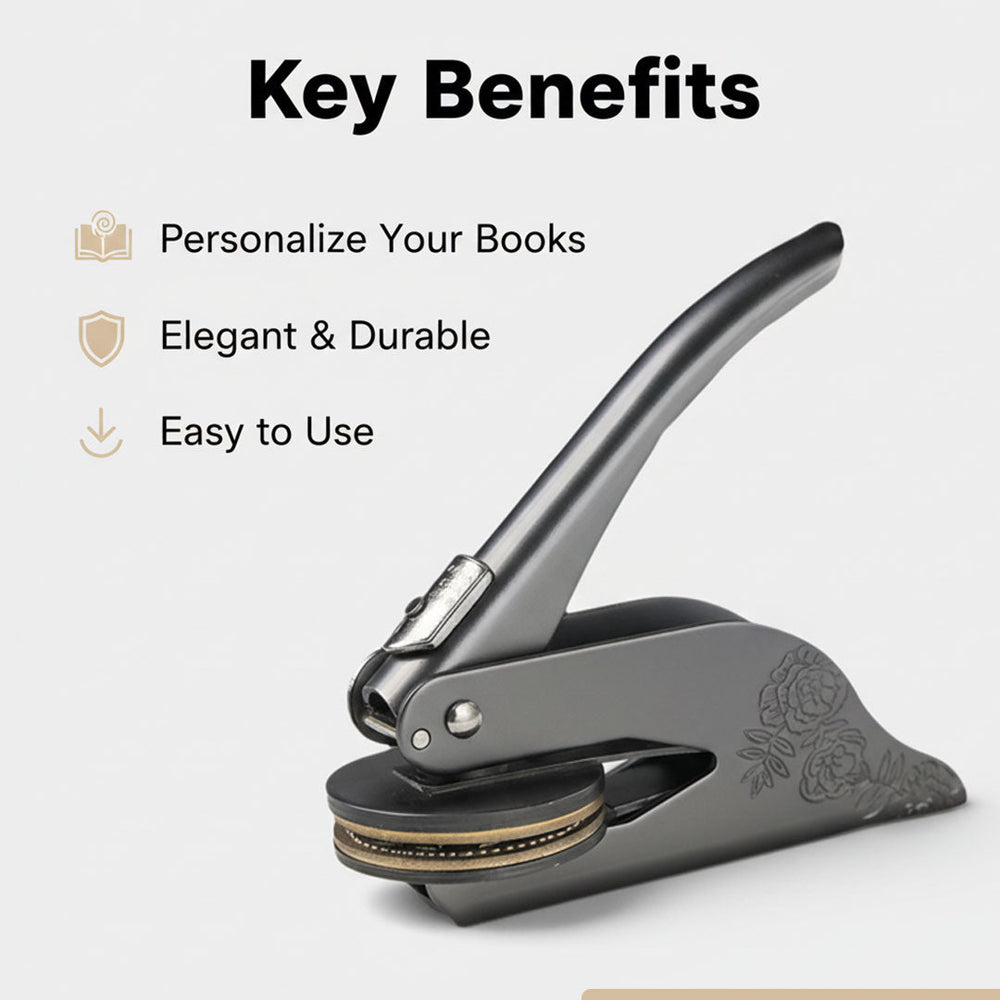 Library Embosser with Custom Design and Personalized Stamp