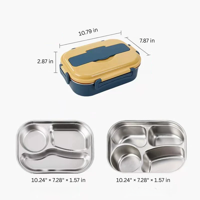 Lunch Box with Insulated Design and Stainless Steel Compartments