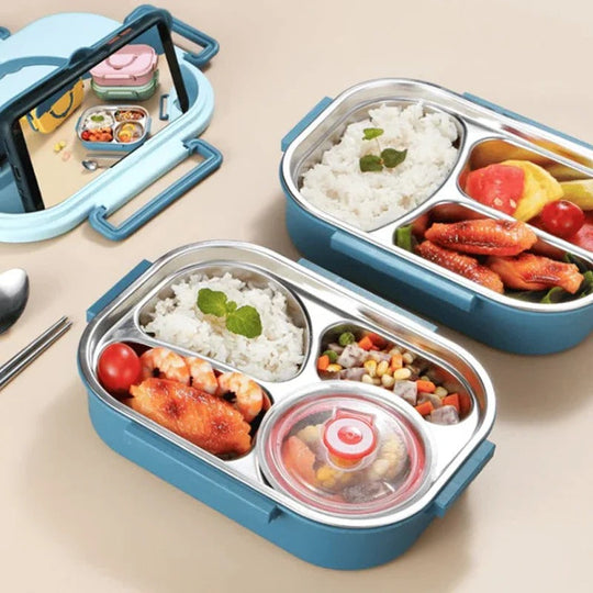 Lunch Box with Insulated Design and Stainless Steel Compartments