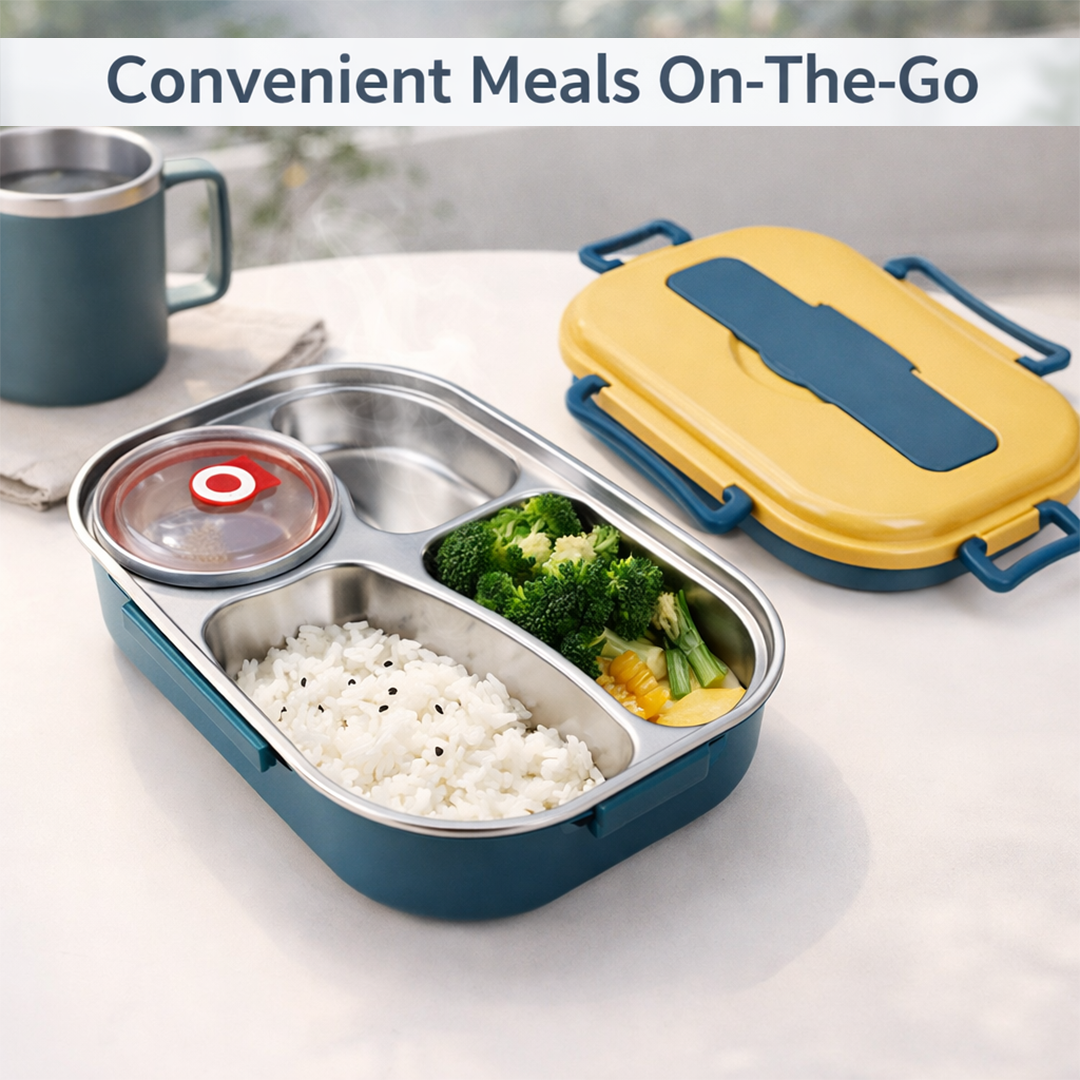 Lunch Box with Stainless Steel and Multi Compartments