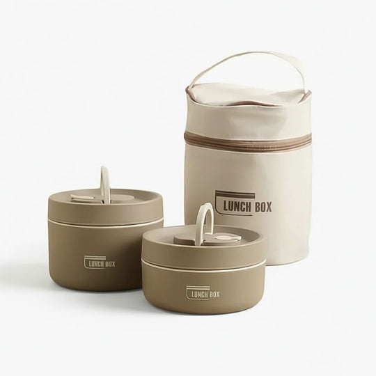 Lunch Box with Stainless Steel Design and Multi-Container Storage