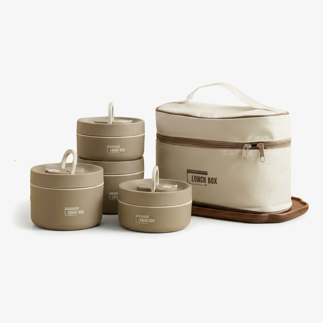 Lunch Box with Stainless Steel Design and Multi-Container Storage