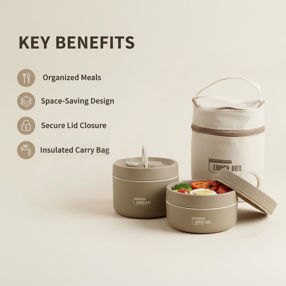 Lunch Box with Stainless Steel Design and Multi-Container Storage