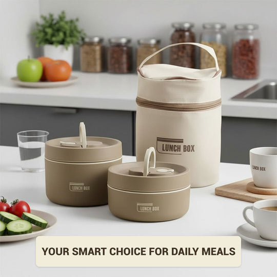 Lunch Box with Stainless Steel Design and Multi-Container Storage