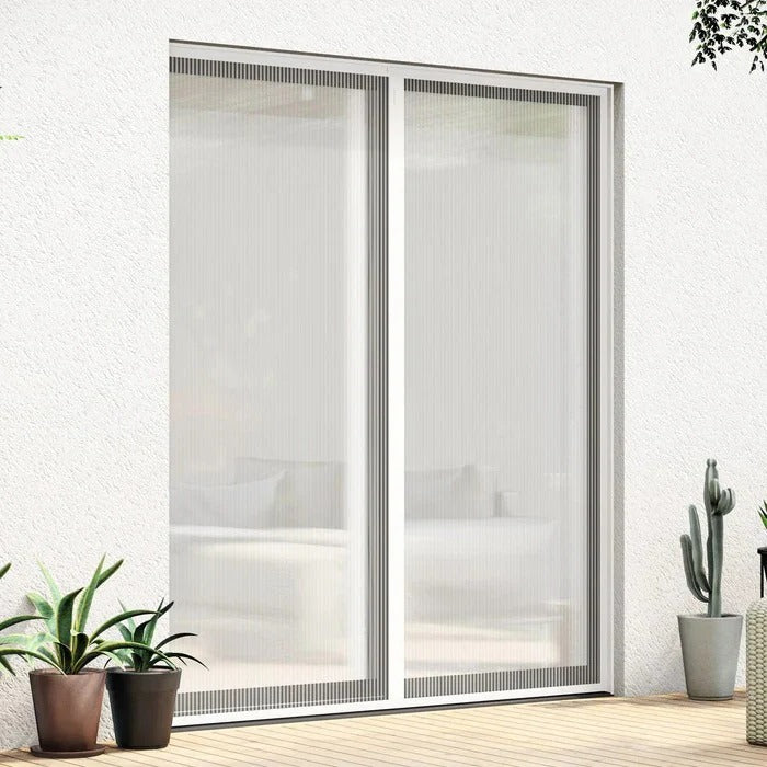 Magnetic Screen Door with Mesh Fabric and Adhesive Strip