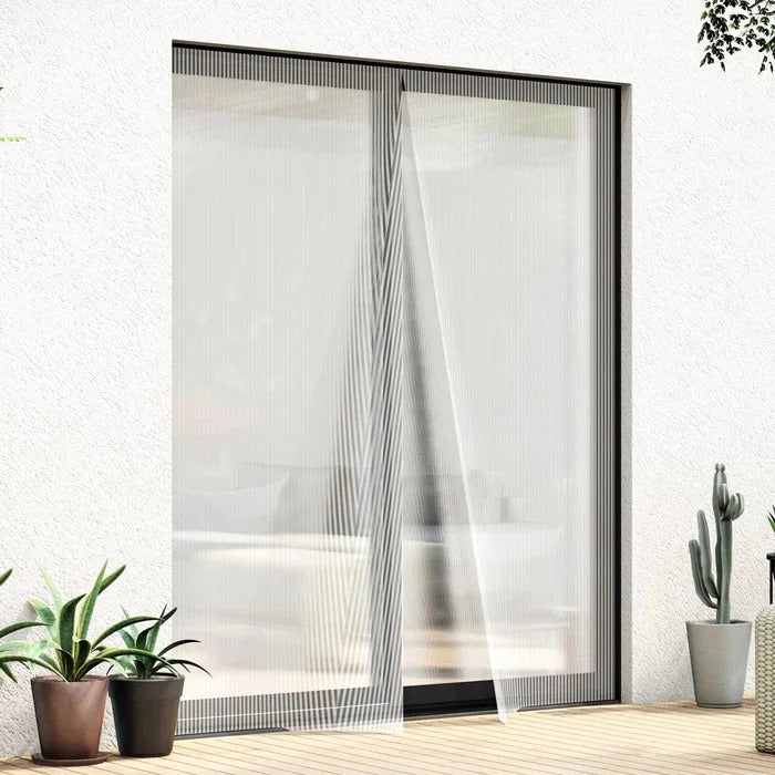 Magnetic Screen Door with Mesh Fabric and Adhesive Strip