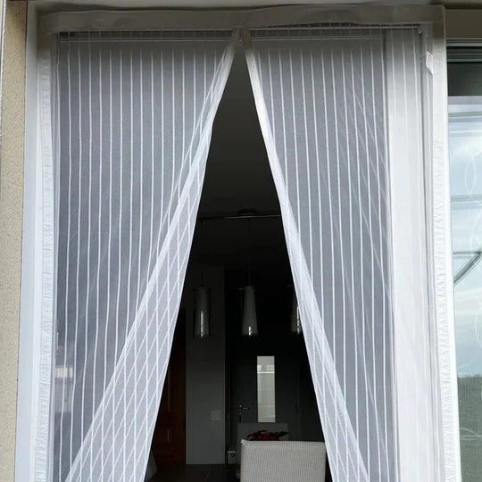 Magnetic Screen Door with Mesh Fabric and Adhesive Strip