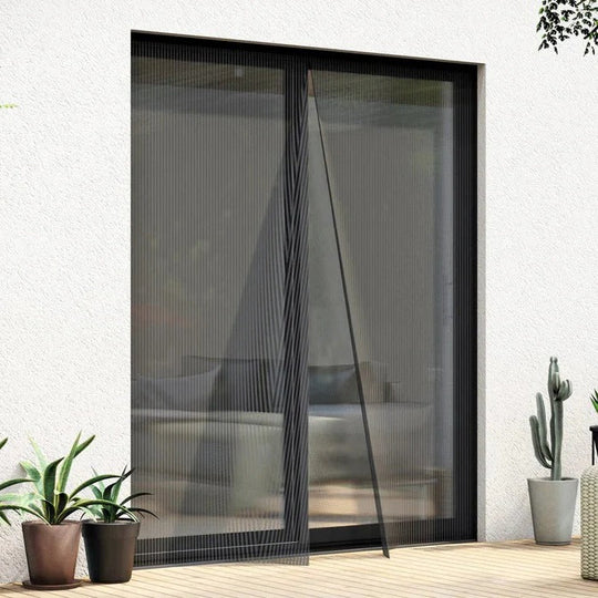 Magnetic Screen Door with Mesh Fabric and Adhesive Strip