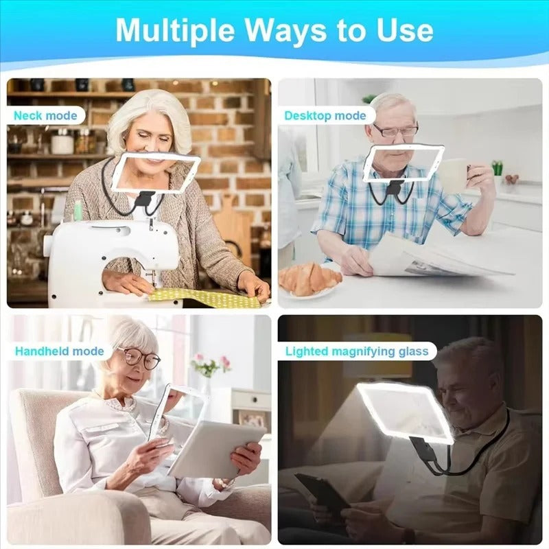 Magnifying Glass with Adjustable Hands-Free Design and LED Light