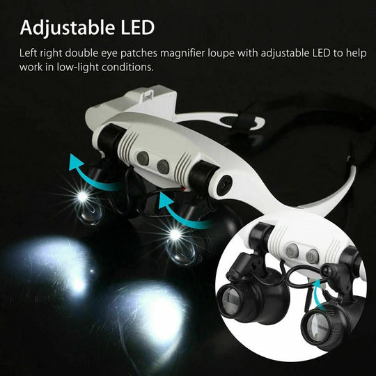 Magnifying Headband with LED Light and Hands-Free Design
