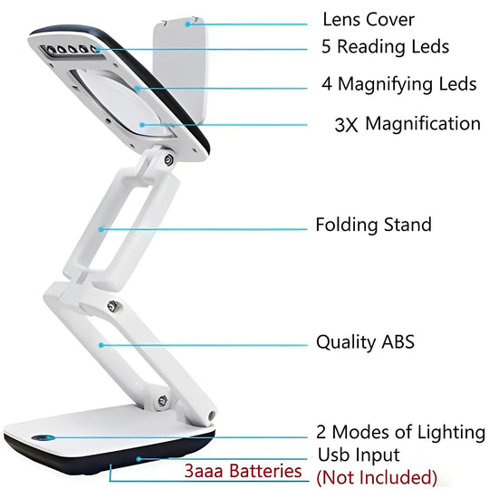 Magnifying Lamp with Adjustable Arm and LED Lights