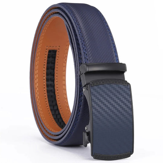 Men's Leather Belt with Automatic Buckle and Slide Design