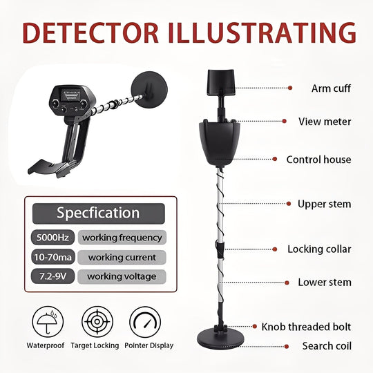 Metal Detector with LCD Display and Adjustable Shaft