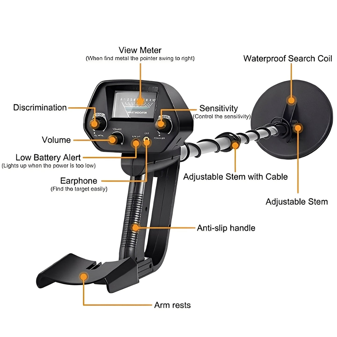 Metal Detector with LCD Display and Adjustable Shaft