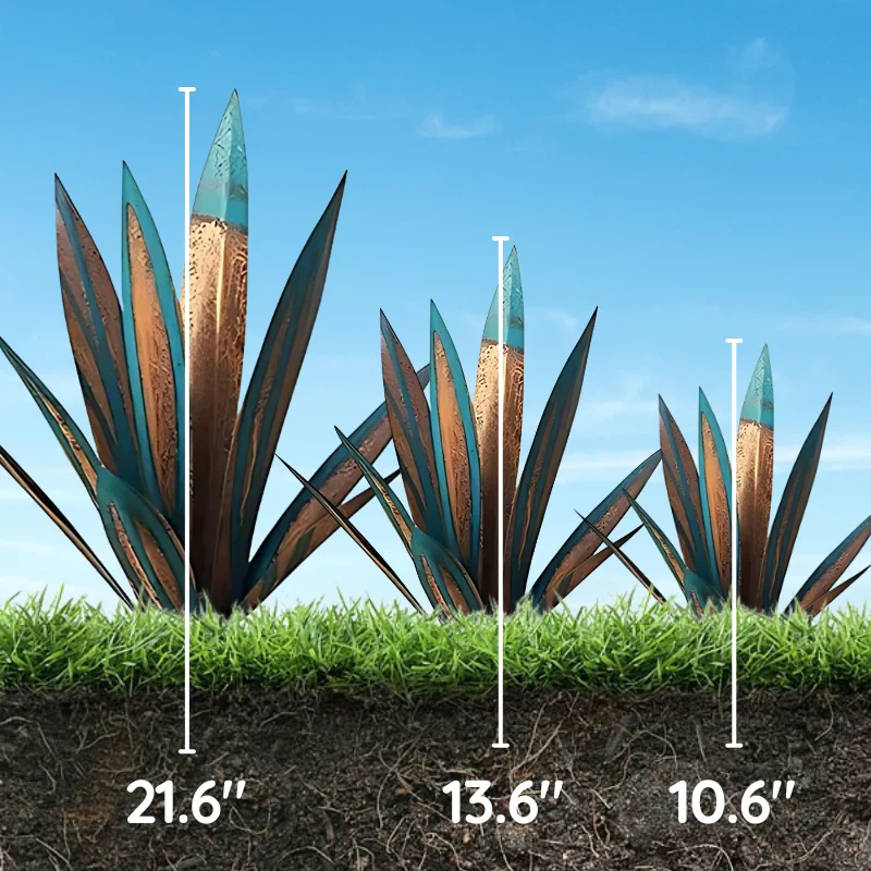 Metal Plant Decor with Agave Americana Design