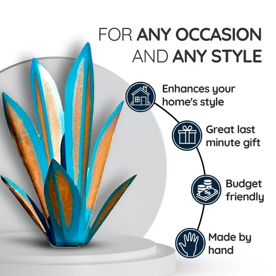 Metal Plant Decor with Agave Americana Design
