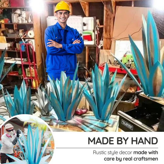 Metal Plant Decor with Agave Americana Design