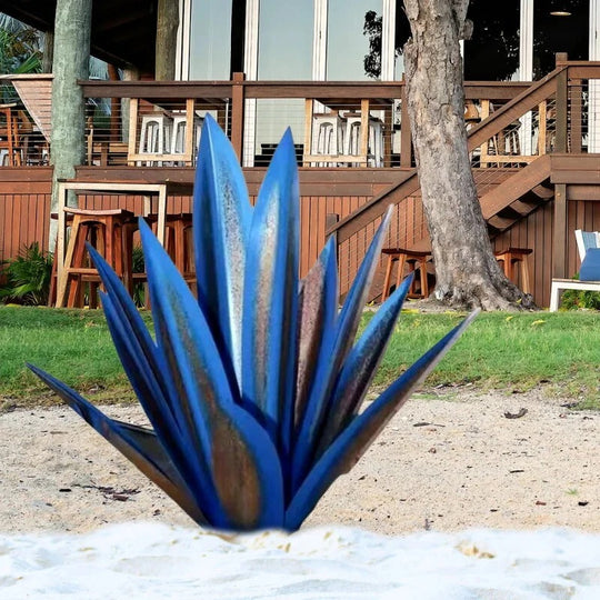 Metal Plant Decor with Agave Americana Design