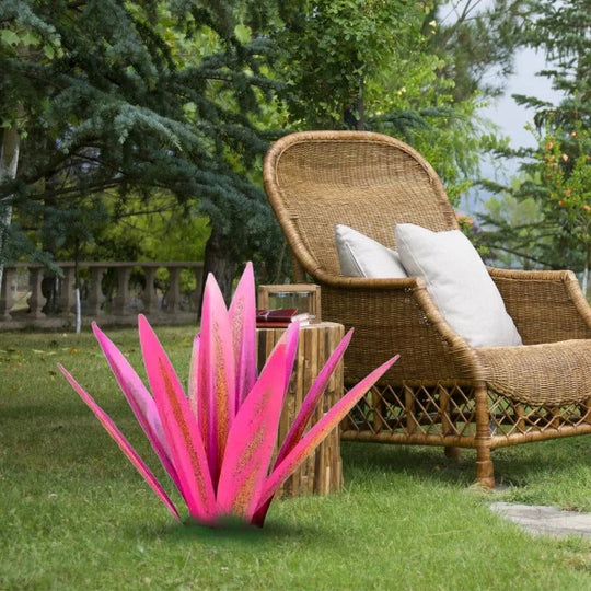 Metal Plant Decor with Agave Americana Design