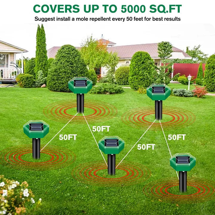 Mole Deterrent with Solar Power and Ultrasonic Technology