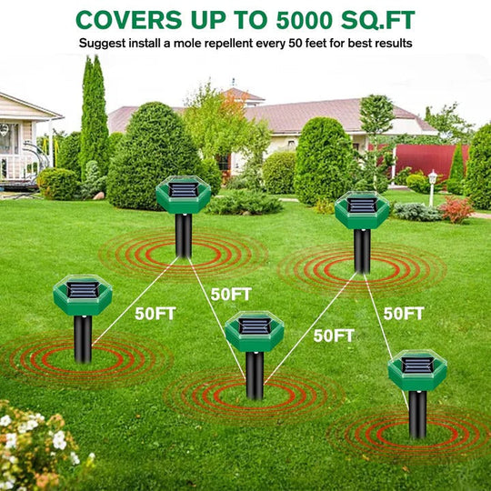 Mole Deterrent with Solar Power and Ultrasonic Technology