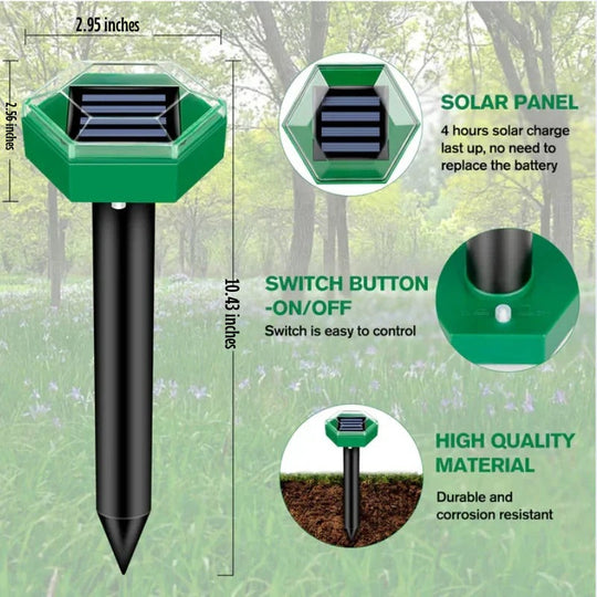 Mole Deterrent with Solar Power and Ultrasonic Technology