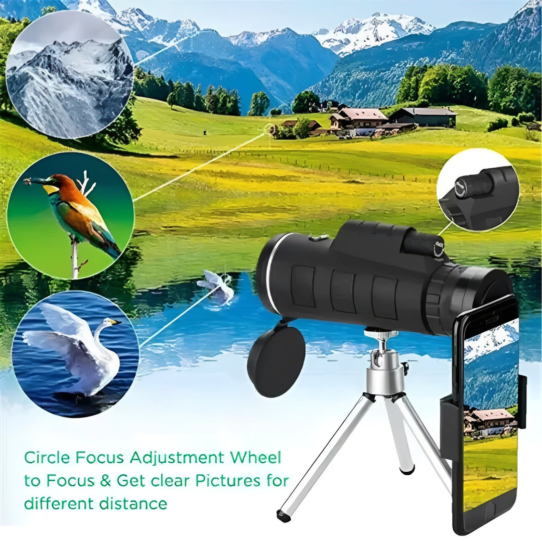 Monocular Telescope with Smartphone Adapter and Tripod