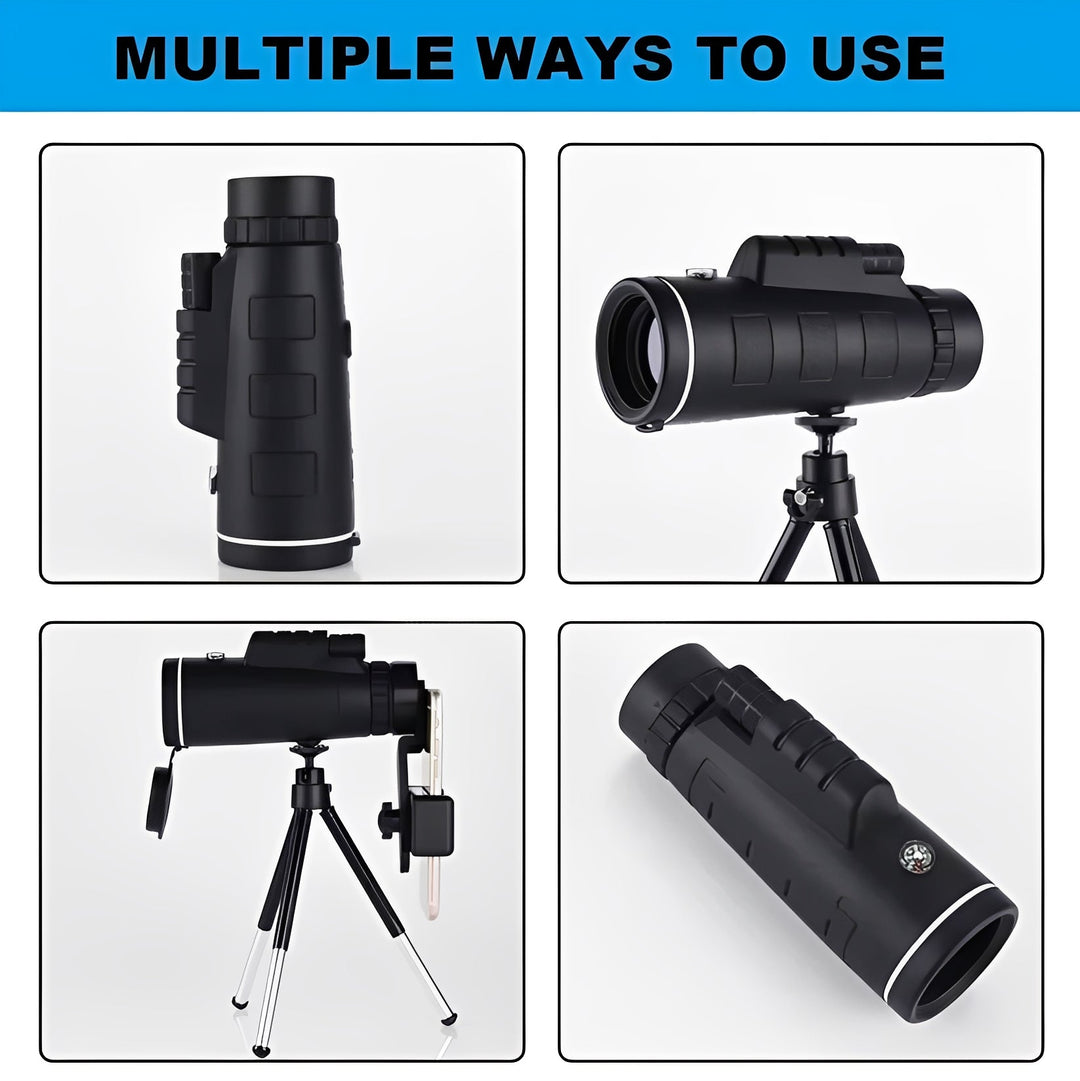 Monocular Telescope with Smartphone Adapter and Tripod