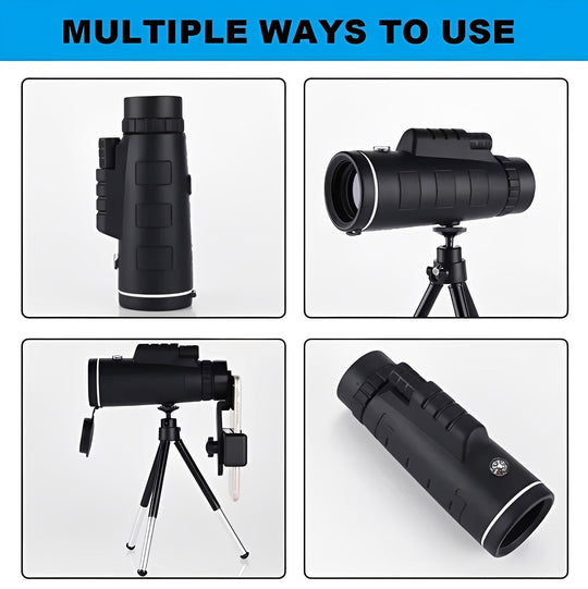 Monocular Telescope with Smartphone Adapter and Tripod