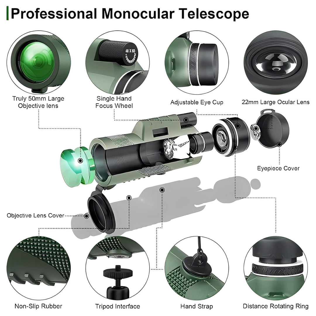 Monocular Telescope with Zoom Adjustment and Portable Design