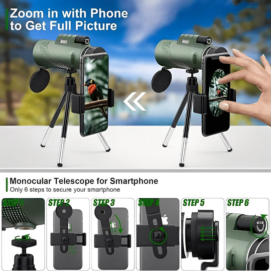 Monocular Telescope with Zoom Adjustment and Portable Design
