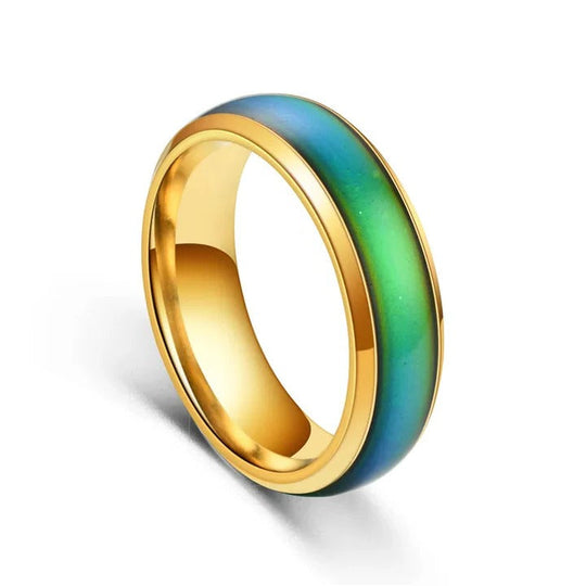 Mood Ring with Thermochromic Color Change and Stainless Steel Band
