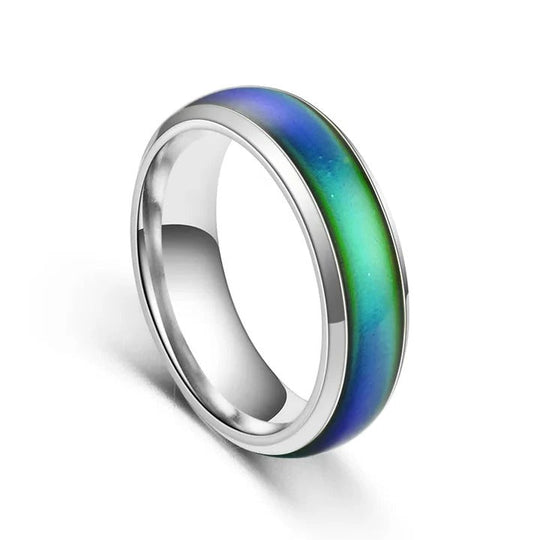 Mood Ring with Thermochromic Color Change and Stainless Steel Band