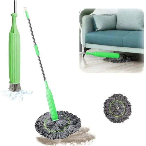 Mop with Self-Wringing Microfiber and 360° Rotating Head