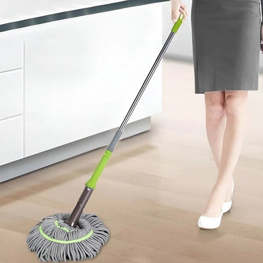 Mop with Self-Wringing Microfiber and 360° Rotating Head
