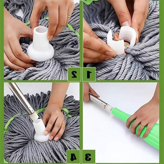 Mop with Self-Wringing Microfiber and 360° Rotating Head