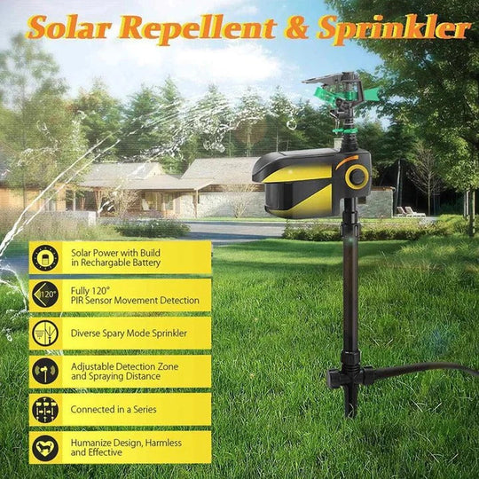 Motion Activated Sprinkler with Solar Power and Deer Deterrent