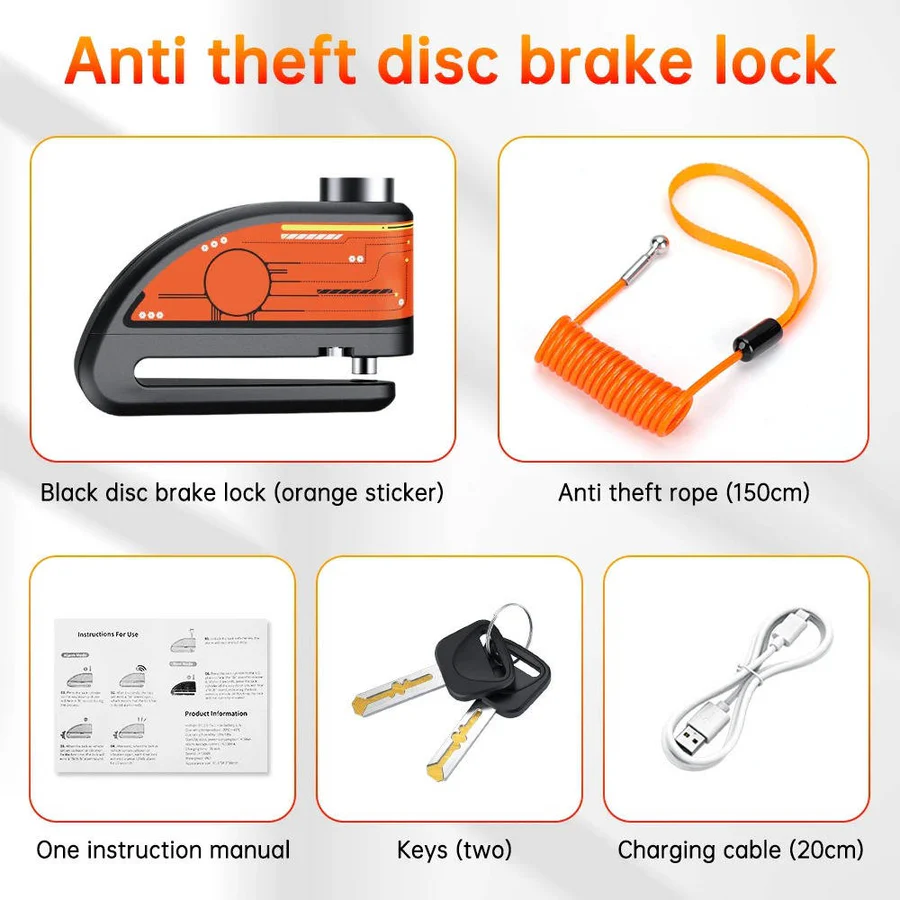 Motorcycle Lock with 120dB Alarm and Security Features
