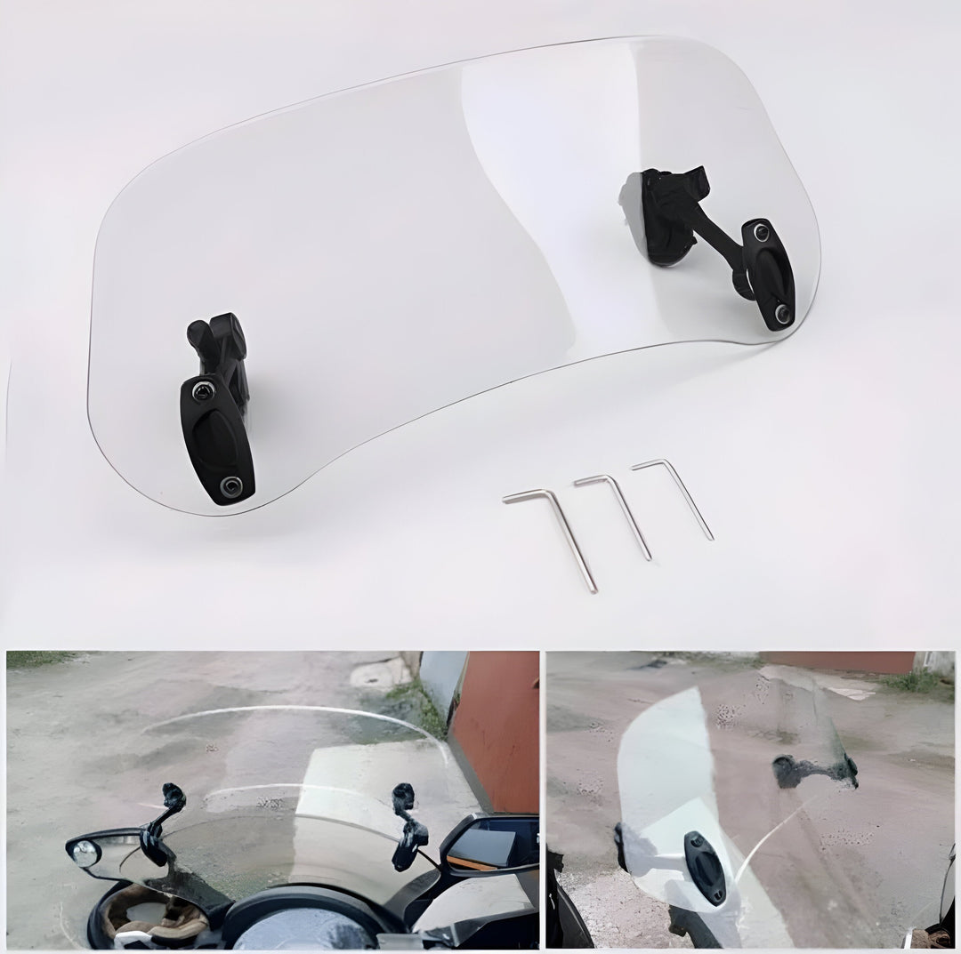Motorcycle Windshield with Adjustable Height and Touring Design