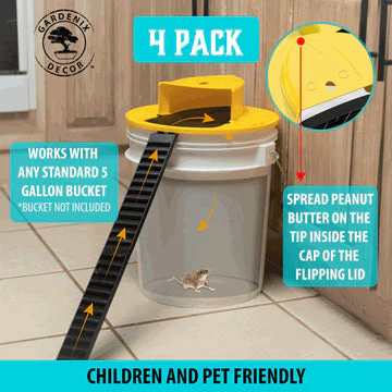 Mouse Trap with Bucket Lid and 4-Pack Design