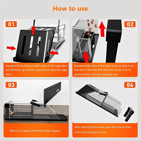 Mouse Trap with Reusable Design and Clear Housing