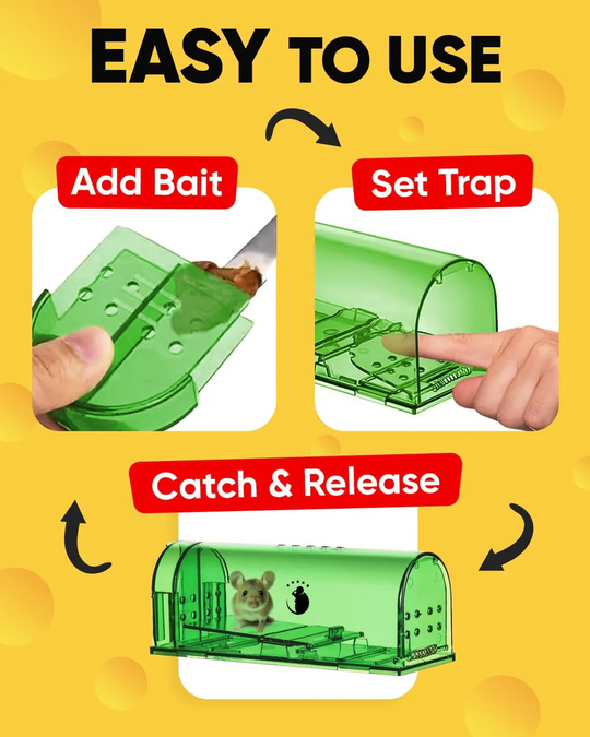 Mouse Traps with Quick-Set Mechanism and 4-Pack