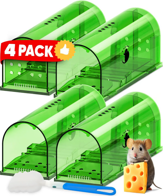 Mouse Traps with Quick-Set Mechanism and 4-Pack