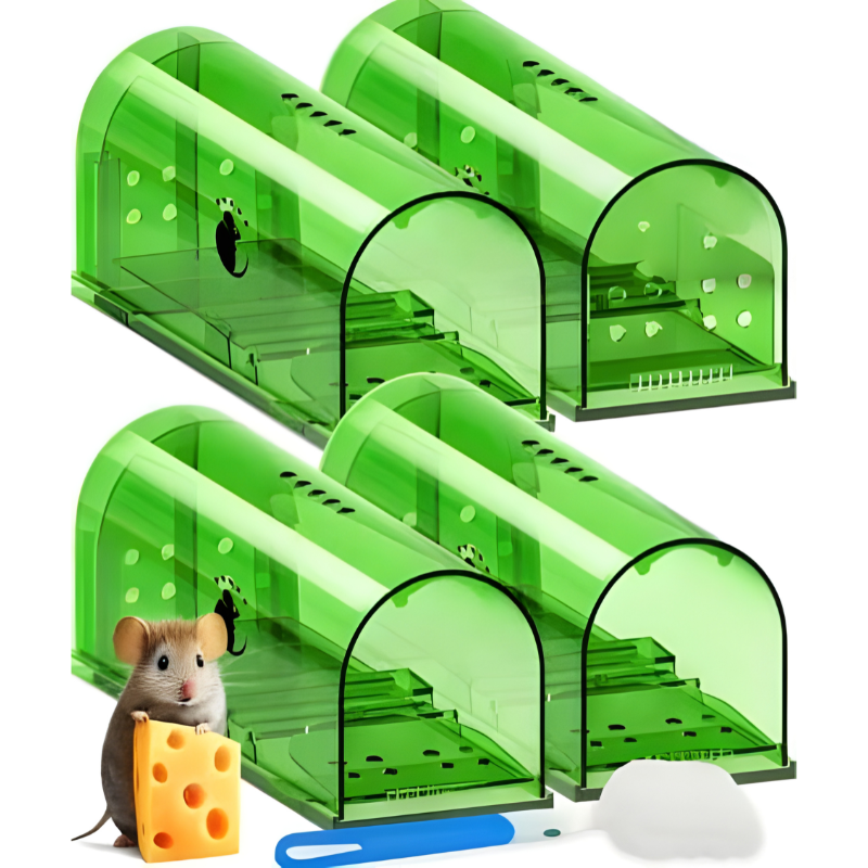 Mouse Traps with Quick-Set Mechanism and 4-Pack