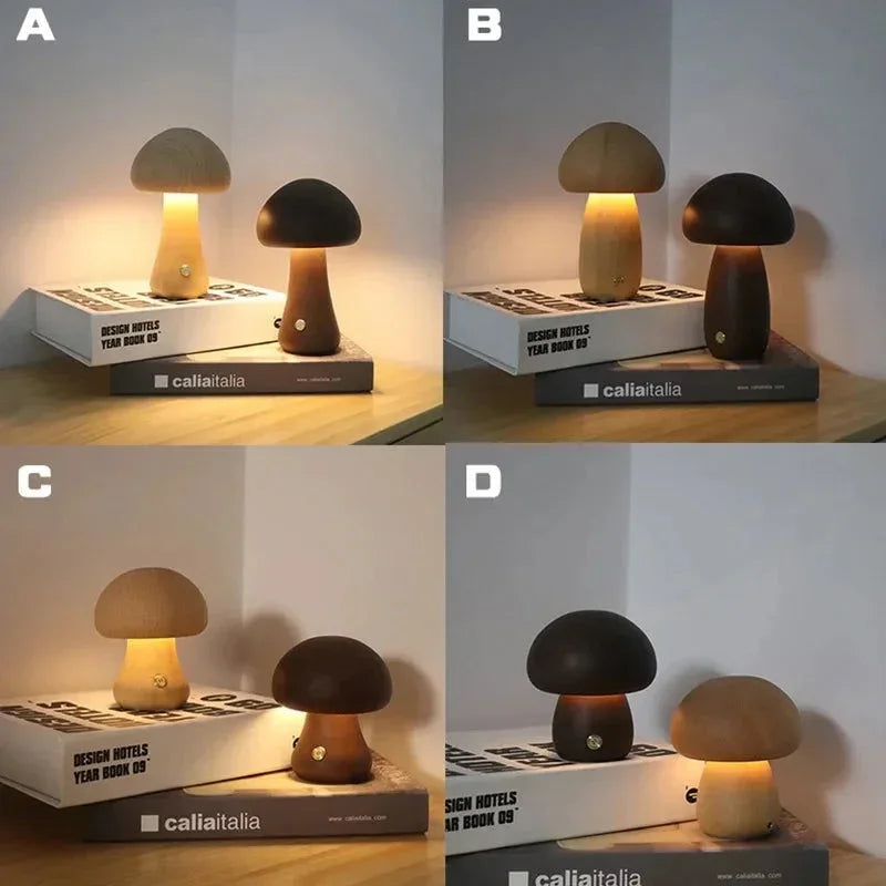 Mushroom Night Light with Touch Control and Rechargeable Battery