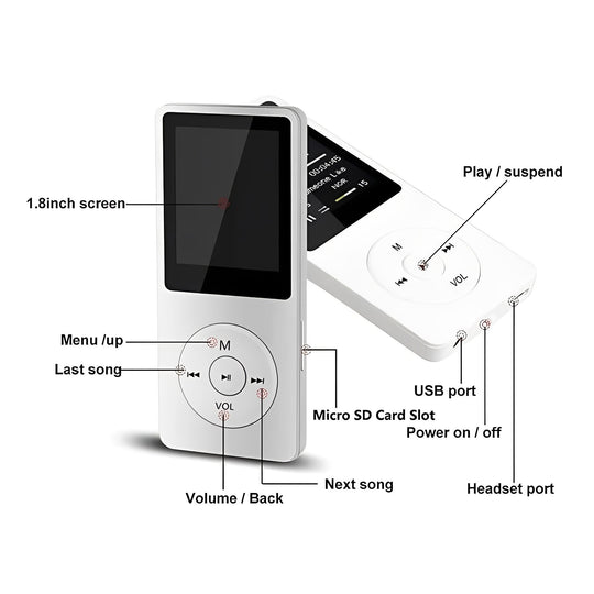 Music Player with Bluetooth and 1.8-Inch Screen