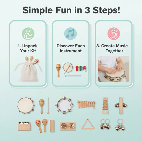 Musical Instruments with Wooden Toys and 10 Pieces