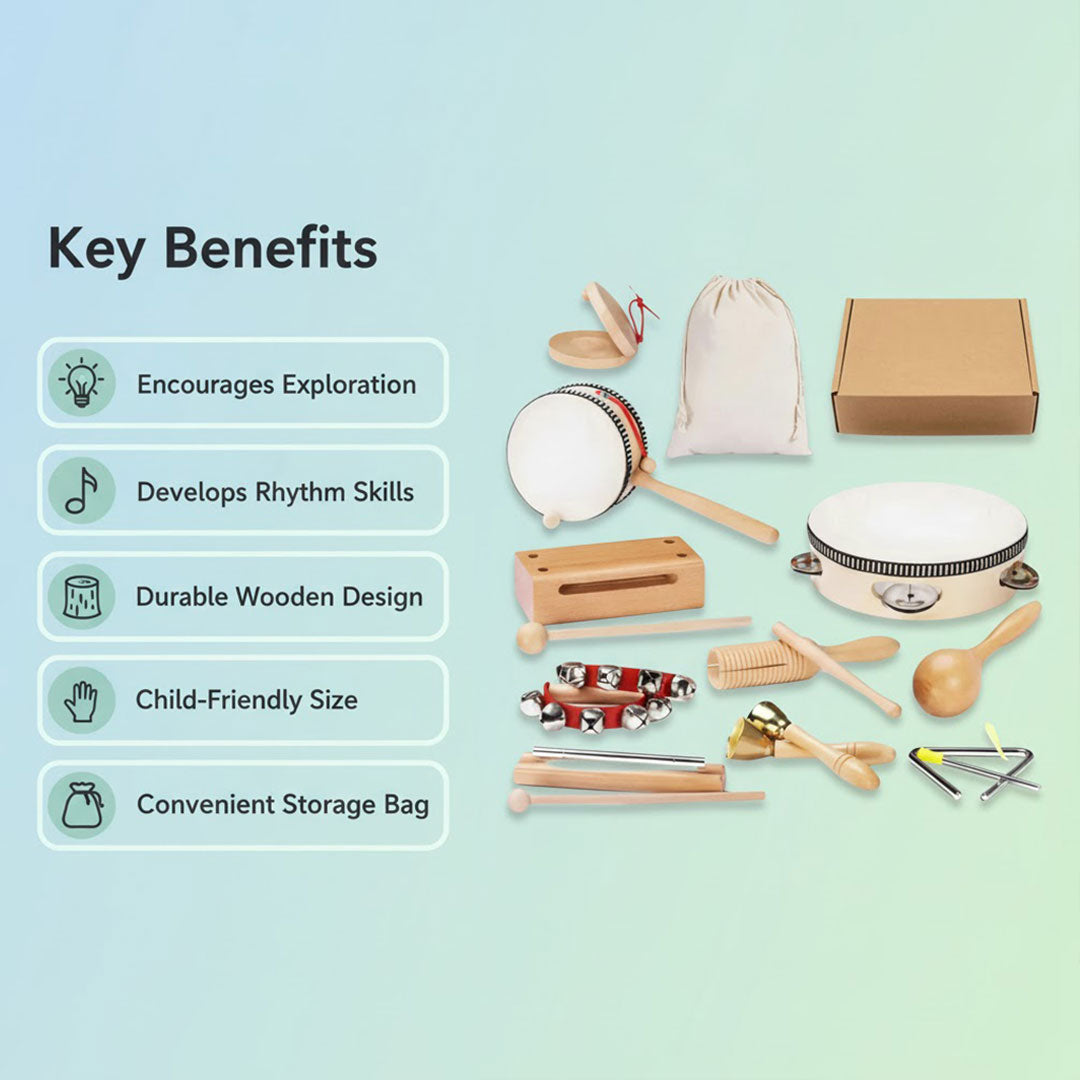 Musical Instruments with Wooden Toys and 10 Pieces